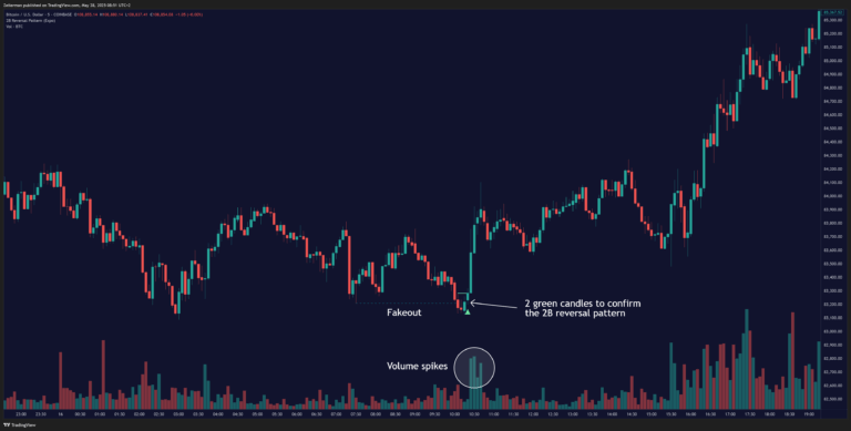 Executing 2B Reveral Pattern in Crypto, TradingView Chart COINBASE:BTCUSD