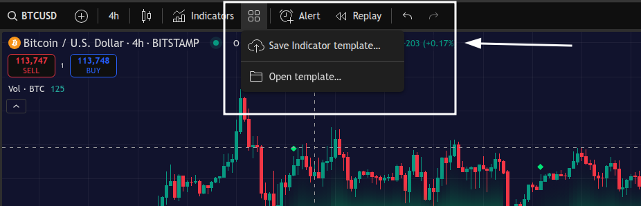 Saving Indicator Templates