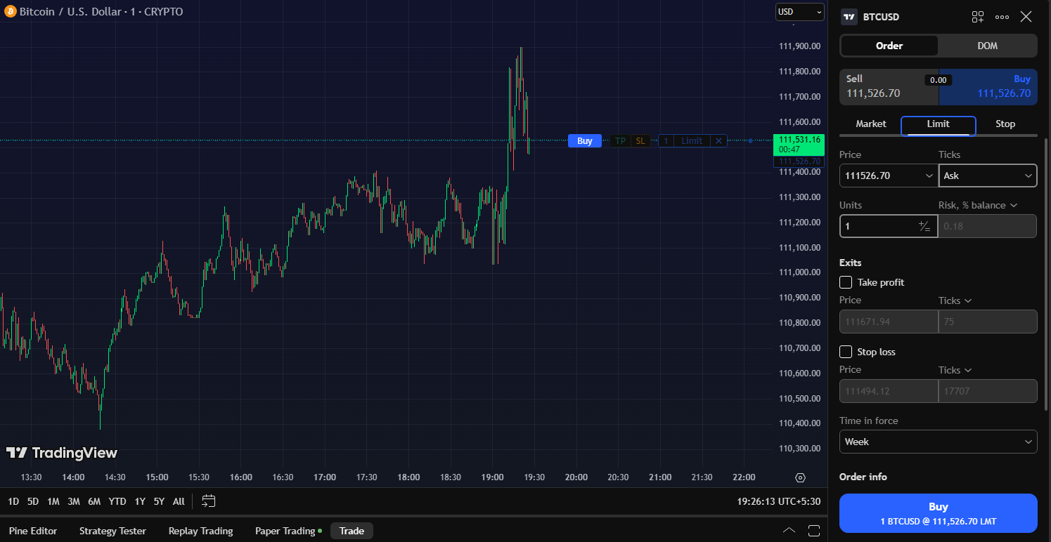 TradingView - Trade Order