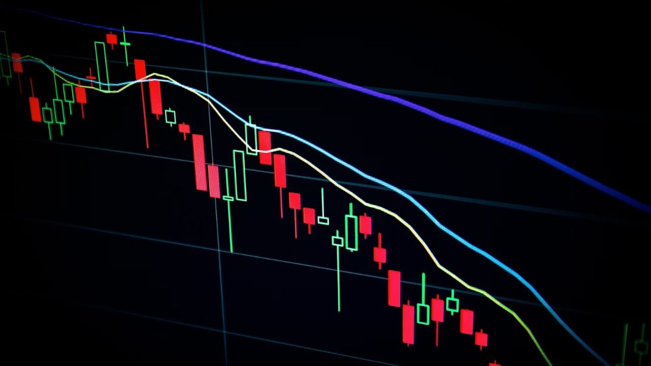 trading candles showing a downward trend