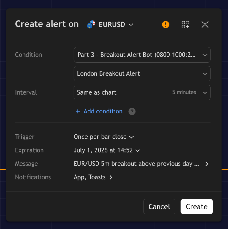 TradingView Alert Creation Tool